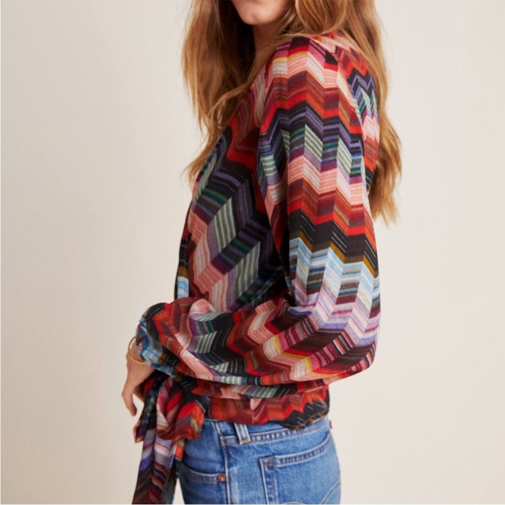 NWT Conditions Apply Anthropologie Chevron Top XS Petite - Picture 2 of 8